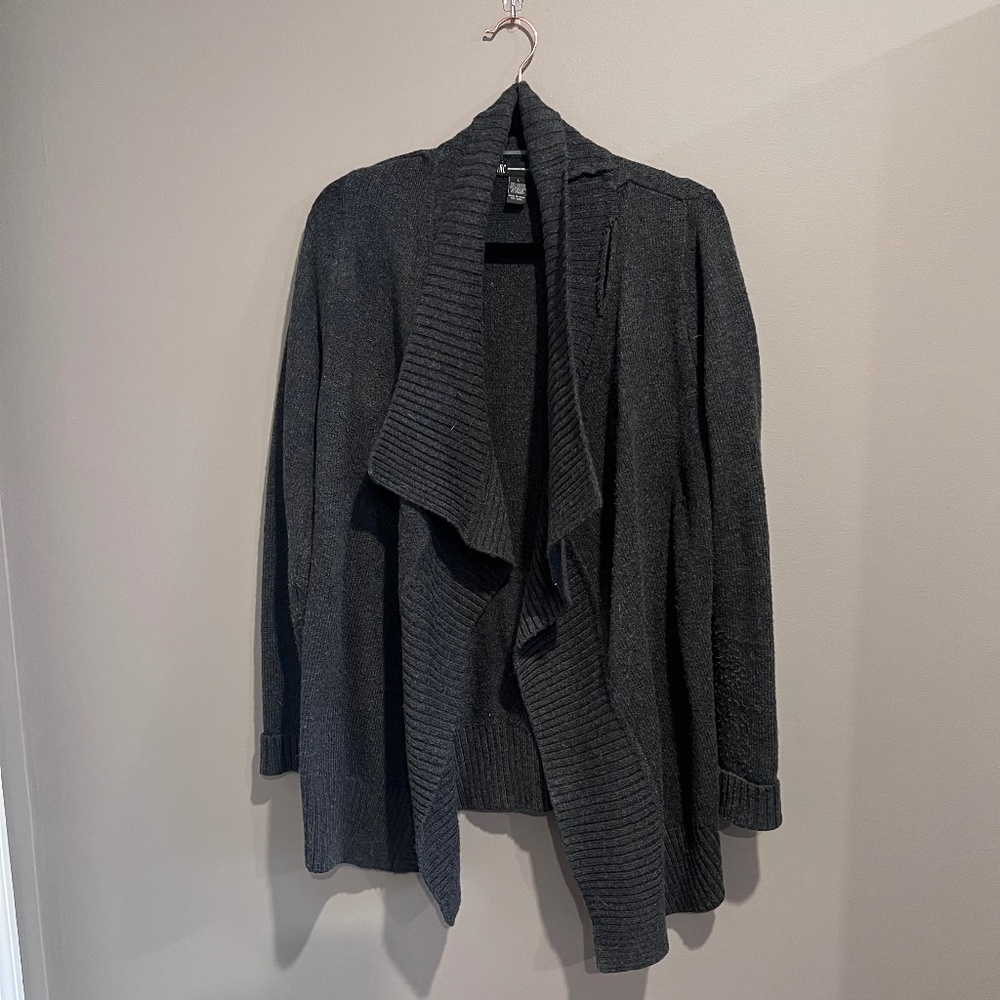 INC Charcoal Gray Shawl Collar Cardigan